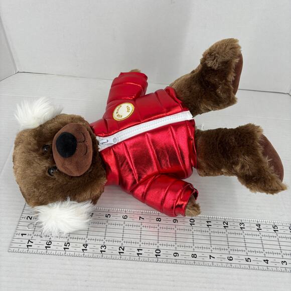 Von Maur C J Bear Plush Brown Shiny Red Puffer Jacket 2024 Edition 13th Annual - Picture 7 of 9